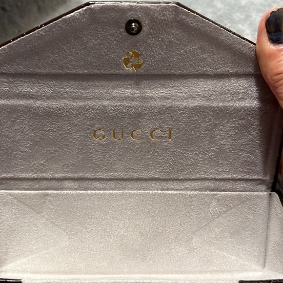 GUCCI Brown Logo Print Hard Shell Foldable  Sunglasses Case Only - Picture 3 of 4